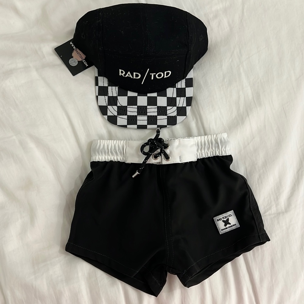 Rad/Tod Swim Trunks and Hat